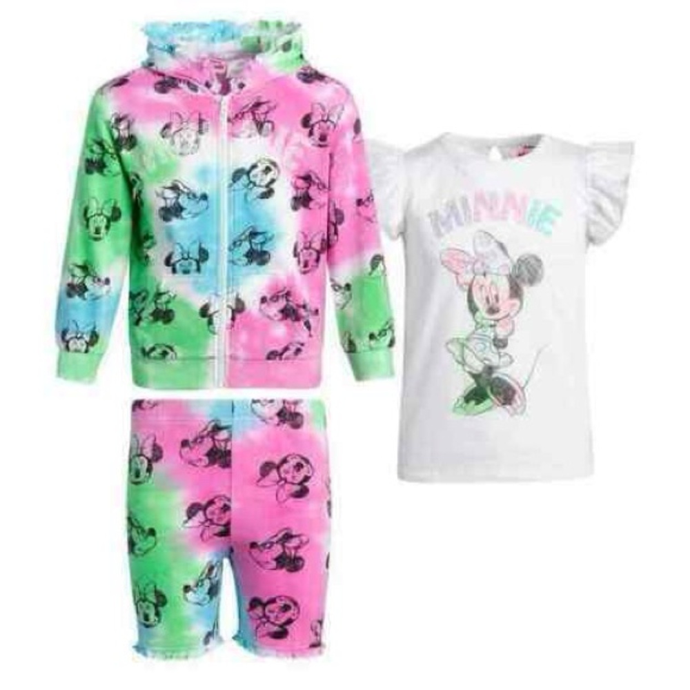 Disney Minnie Mouse Tie-Dye Kids Set - Pink, Blue, Green